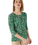 Damart - Pull Maille Fine Manches 3/4, Femme, Col Rond, Vert Floral, Manche 3/4