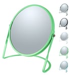 Spirella Miroir de Maquillage à Poser Miroir de beauté Miroir cosmétiques Double Face Miroir de courtoisie pivotant „Akira“ grossissement x5 - Vert Mat