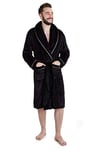 CityComfort Robe de Chambre Homme, Peignoir Homme en Polaire (Noir, XL)