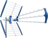 TALOS 18db Antenne Trinappe extérieure UHF 21-48 Terrestre, Filtre 5G LTE intégré, Réception TNT, Permet de recevoir Les signaux DVB-T/T2, Fréquences 470-694Mhz, Longueur 105cm, LTE700, Bleu