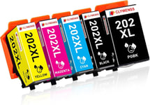 202 XL Cartouches d'encre Compatibles avec Epson 202XL Multipack pour Imprimante Expression Premium XP6000 XP6005 XP6100 XP6105 XP-6000 XP-6005 XP-6100 XP-6105,5-Pack(BK,PBK,C,M,Y)(Q661)