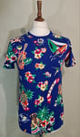 Polo Ralph Lauren Aloha Tropical Bear Print Crewneck T Shirt Blue Size S