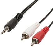 Câble adaptateur audio Jack 3,5 mm stéréo mâle vers 2x RCA mâles 1,50 m noir