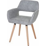 HHG - jamais utilisé] Chaise de salle à manger 428 ii, fauteuil, design rétro des années 50, tissu, gris béton