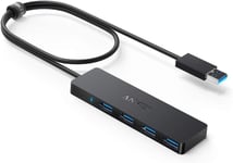 Data Hub 4 Ports USB 3.0 Ultra Fin avec câble étendu de 60 cm Hub USB 3.0 pour Macbook, Mac Pro / mini, iMac, Surface Pro, XPS, Notebook PC, clés USB, disques durs externes, etc.