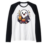 Ghost Drinking Bubble Tea Japanese Kimono Raglan Baseball Tee