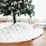 Jupe de Sapin de Noël en Fausse Fourrure Noël Tapis Rond de Sapin Couvre-Pied Sapin Décoration du Sapin Noël (78cm, Blanc)