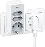 Prise Multiple Usb, Multiprise Murale 3 Prise Et 2 Ports Usb, 5 En 1 Multiprise Electrique Usb Secteur Compatible Avec Phone, Pad, Prise Usb Secteur Murale Est Convient Pour Bureau[MUL211004]