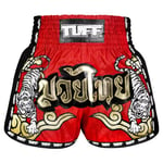 TUFF: RETRO RED TWIN TIGER MUAY THAI SHORTS - RÖD (Large)