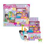 Pinypon - Hôtel 5 étoiles, Playset d'hôtel avec 2 Figurines, Accessoires d'hôtel Inclus, hôtel composé d'une réception, d'un Buffet, d'une Chambre familiale et d'une Suite, pour Enfants à partir de 4