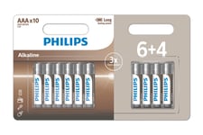 Pack 10 batteries alcalines AAA Philips LR03A10BP Argent