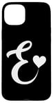 iPhone 15 Plus white letter E monogram initial minimalist heart graphic Case