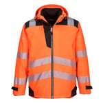 Portwest PW365 Men's Hi Vis Waterproof Jacket - Reflective 3-in-1 Safety Jacket with Detachable Full Zip Sweatshirt Orange/Black, Medium