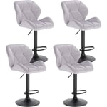 Woltu - Lot de 4 Tabouret de Bar réglable en Hauteur Chaise Haute pour Bar avec Dossier siège rembouré en Velours Pied en métal, Gris Clair