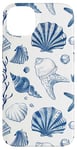 Coque pour iPhone 14 Plus Été côtier bleu coquillage, étoile de mer, femme