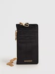 Mango Ginger Croc-Effect Chain Wallet, Black