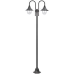 Lyktstolpe vidaxl - För trädgård e27 220 cm aluminium 2 lyktor brons aluminiumram lampskärm i pvc