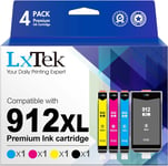 912XL 912 XL Compatible pour HP 912 Cartouches d'encre pour HP Officejet Pro 8022 8023 8024 8025 pour Officejet 8012 8014 8015 8017(Noir Cyan Magenta Jaune, 4 Pack)