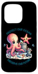 Coque pour iPhone 15 Pro Save The Ocean Garbage Fish Plage en plastique