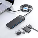 Hub Usb 3.0 À 4 Ports Avec Câble De 3,28 Ft-Adaptateur Usb Compatible Avec Macbook,Macbook Air/Pro/Mini,Imac,Xps,Ordinateur Portable,Lecteur Flash Usb,Disque Dur Mobile Et Plus Encore