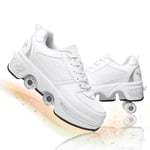 JZIYH Classic Déformation Roller Patins À roulettes pour Femmes Et Homme Quatre Tours Patinage Chaussures Adulte Multifonction 2 en 1 Automatiques Rétractables Chaussures À roulettes