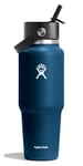 Hydro Flask - Wide Flex Straw Travel Bottle 946 ml (32 OZ) - Insulated Stainless Steel Water Bottle with TempShield Insulation, Leakproof Flex Straw Cap - BPA-Free - Fits Most Cupholders - Indigo