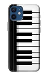 Black and White Piano Keyboard Case Cover For iPhone 12 mini