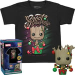 Funko Pocket Pop! Tee (Child): Guardians of the Galaxy - Holiday Groot Vinyl Figure T-Shirt (M)