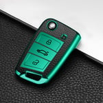 QYV Housse de Protection de clé Intelligente de Voiture, adaptée pour Volkswagen VW Golf 7 mk7 Skoda Octavia A7 Porte-clés Accessoires de pièce Automatique | étui à clés po,B-Green