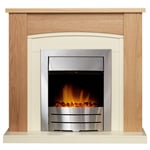 Adam Chilton Fireplace in Oak & Cream with Colorado Electric Fire in Brushed ...