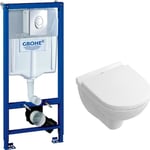 Komplett pakke m/GROHE sisterne, krom trykknapp, Villeroy , Boch O.Novo Compact vegghengt , Soft Close sete