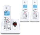 F530 Voice Trio, téléphone sans fil avec répondeur et 3 combinés, blocage d'appels et fonction mains libres Blanc/Gris