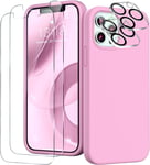 Coque Silicone Rose + Verres Trempes et Protections Camera Arriere X2 Pour iPhon