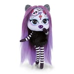 NICI Pixidoos Sunli la poupée 20 cm, Boîte cadeau avec kit tatouage enfants, peigne et bracelet d'amitié – Poupées stylées aux cheveux colorés – Peluche doudou à câliner, jouer, coiffer, collectionner Rose/Noir 47505