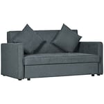 HOMCOM 2 Seater Sofa Bed Convertible Bed Settee with 2 Cushions Storage