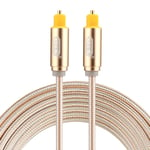 Optical Digital Audio Cable, 2m OD4.0mm Gold Plated Metal Head Woven Line Toslink Male to Male Digital Optical Audio Cable, for Sound Bar, TV, Home Theater, Xbox & PS4 (Color : Gold)