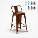 Tabouret de bar cuisine industriel en acier avec dossier h61cm Steel Top Couleur: Marron