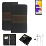 Wallet Case + headphones for Samsung Galaxy A72 Protective Cover Brown