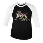 Hybris Harley Quinn Roller Skates baseball 3/4 longsleeve (White-Black,XL)