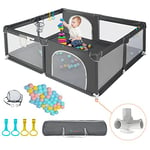 COMOMY Baby Playpen 200 x 180 x 66 cm, Playpen for Babies and Toddlers, Extra Large Play Pen with Activity Centre for Kids Indoor and Outdoor Use, Playard with Non-Slip Base, Breathable Mesh