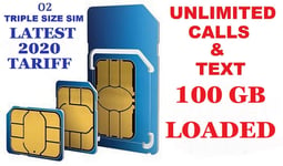 NEW OFFICIAL O2 PAY AS YOU GO 02 SIM CARD £30 CREDIT PACK LOADED 100 GB