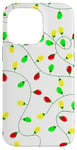 Coque pour iPhone 14 Pro Max lumières de sapin de Noël fantaisistes sans couture mignon noël rouge vert