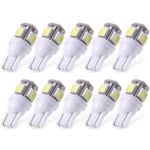 T10 w5w Led med 5 st 5050SMD 6000k chip 12v DC 10-pack Vit