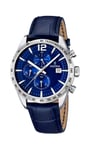 Festina Montre à Quartz pour Homme avec Cadran, Affichage chronographe et Bracelet en Cuir F16760/3, Bleu, TFV8