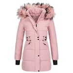 Elara Veste Matelassée Femme Col En Fausse Fourrure Chunkyrayan MP19904 Rosa-38 (M)