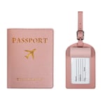 Enkel Passhållare och Bagage Tag Läder Reseuppsättningar Kupp Pink Passport&tag