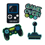 Unique 25199 Wall Cling Decorations-Gamer Birthday Party-Set of 4 (Pack of 1), Multicolour