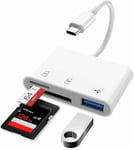 Lecteur de carte SD, USB C vers carte SD pour iPhone 15/iPad/Mac/ordinateur portable, adaptateur USB C vers micro SD TF, avec port USB pour iMac, MacBook Pro/Air, Galaxy S20, Pixel