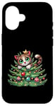 Coque pour iPhone 16 Arbre de Noël mignon Père Noël chat dessin animé