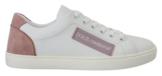 Dolce & Gabbana Chaussures Blanc Cuir Rose Basse Baskets Femmes EU35/US4.5